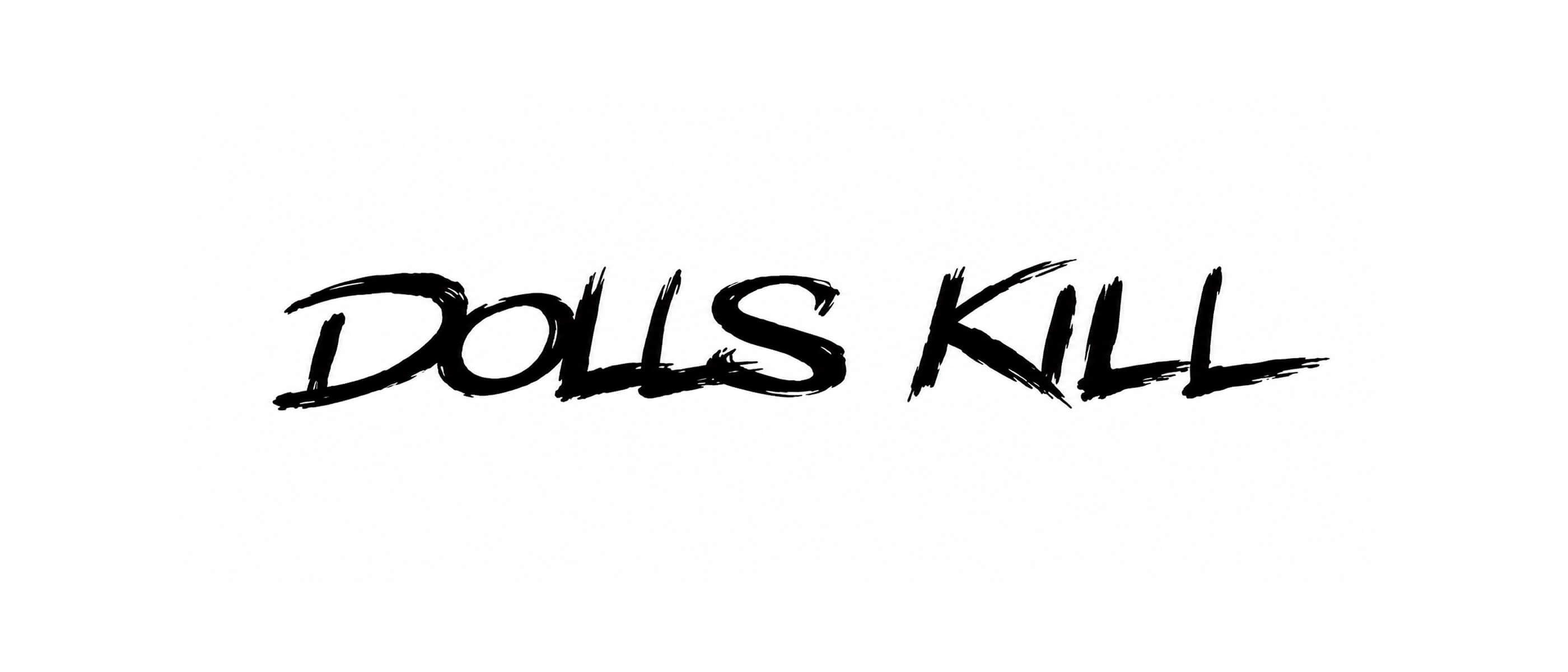 A black logo for "Dolls Kill" on a white background.