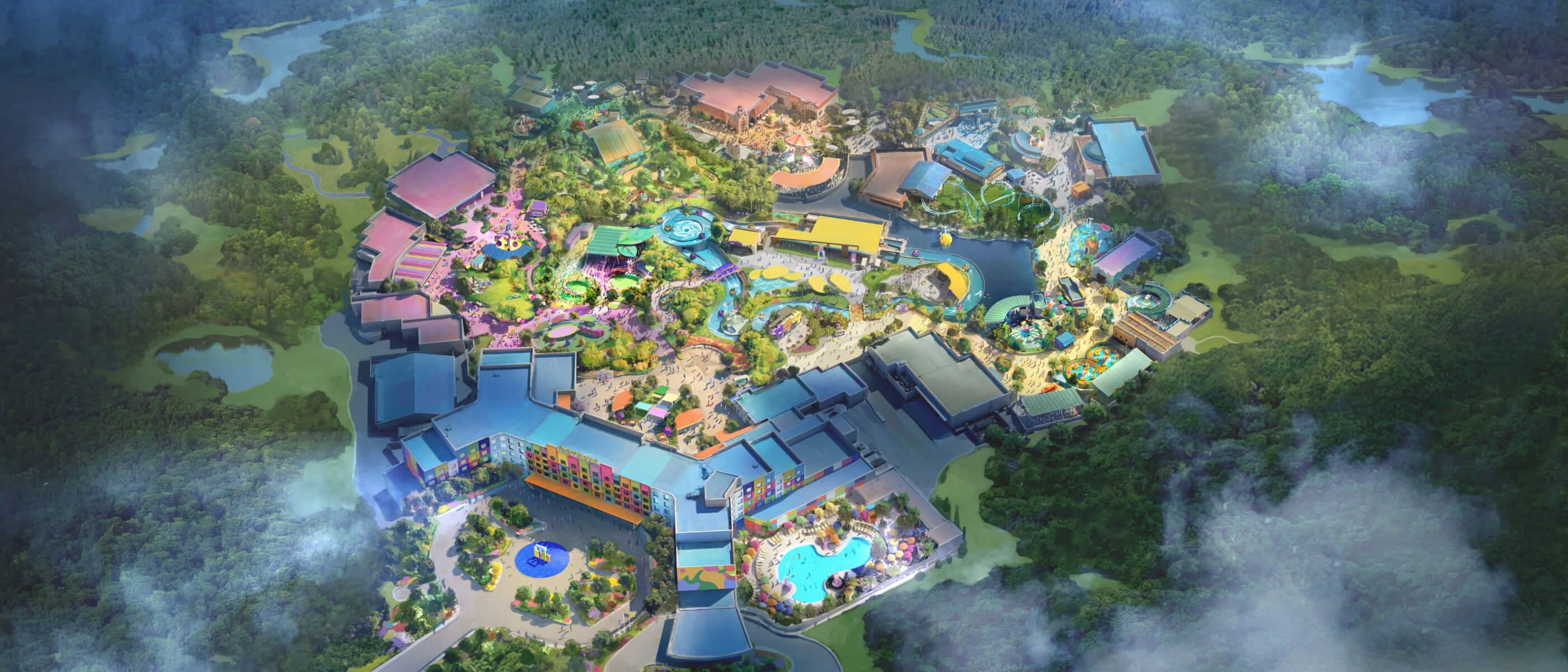 Aerial view of Universal Kids Resort in Frisco, Texas.
