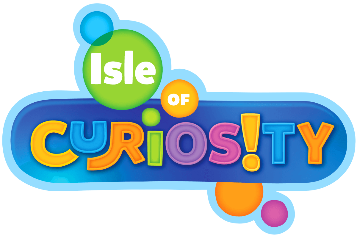 The logo for Isle of Curiosity in Universal Kids Resort.