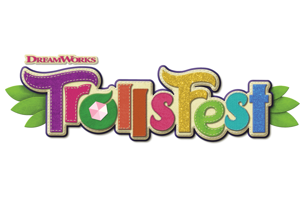 Logotipo de TrollsFest en Universal Kids Resort.