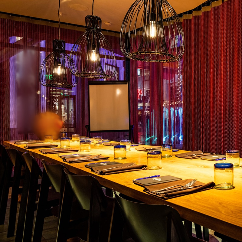 A table inside Antojitos that will accomodate larger parties