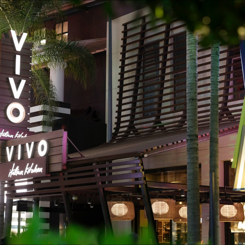 The signage above the front entrance to VIVO Italian Kitchen.