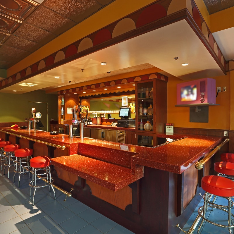 Inside of the bar at Moe's Tavern.