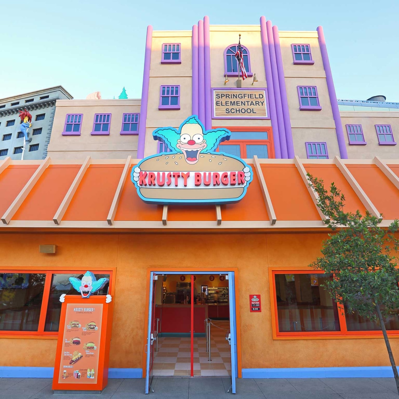 The front entrance to Krusty Burger.