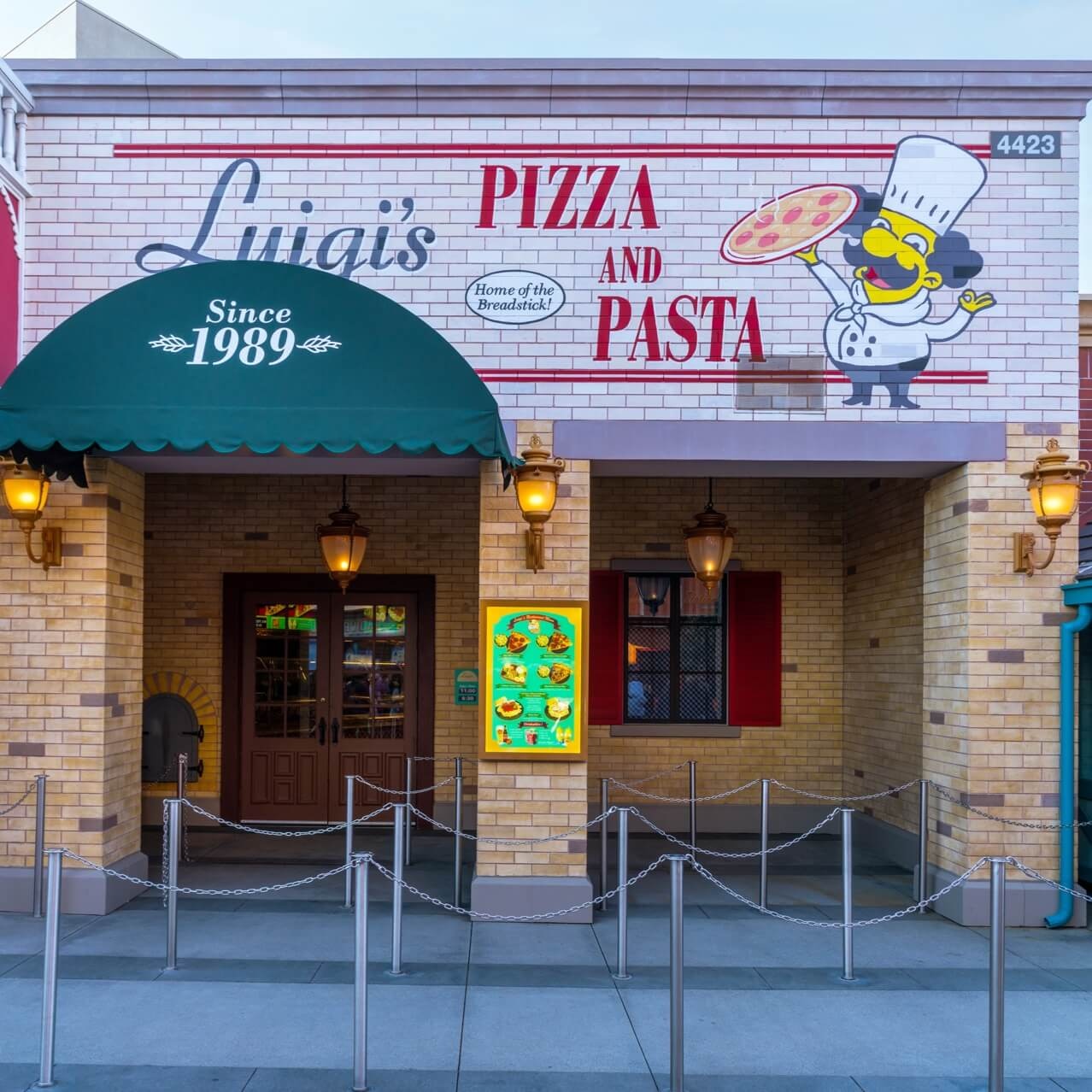 The front entrance to Luigi’s Pizza.