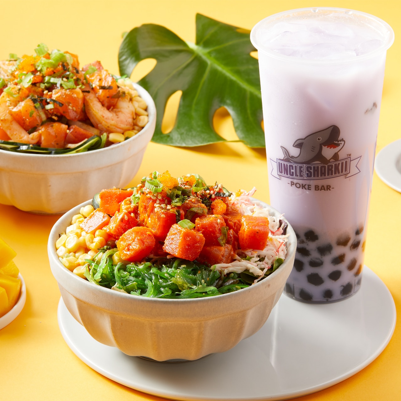 Two poke bowls from Uncle Sharkii Poke Bar® at Universal CityWalk Hollywood.