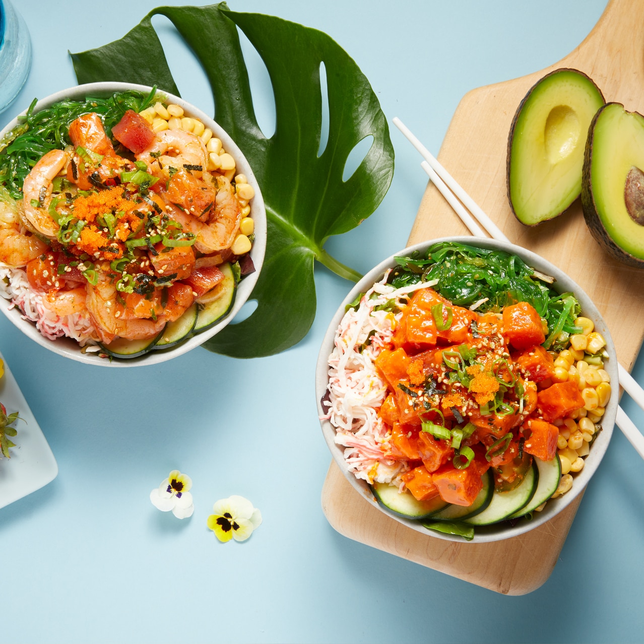 Two poke bowls from Uncle Sharkii Poke Bar® at Universal CityWalk Hollywood.