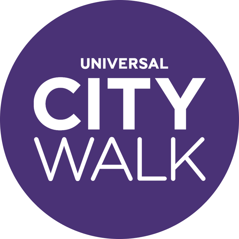 White Universal CityWalk Hollywood logo on a purple background.