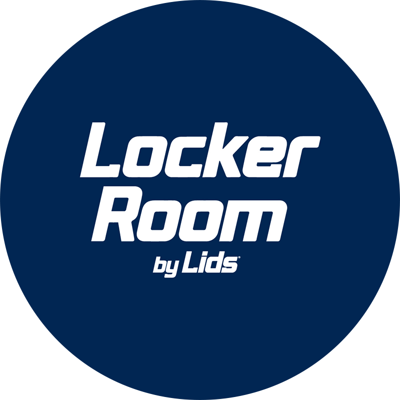 A logo with navy text that reads "Locker Room by Lids: at Universal CityWalk Hollywood