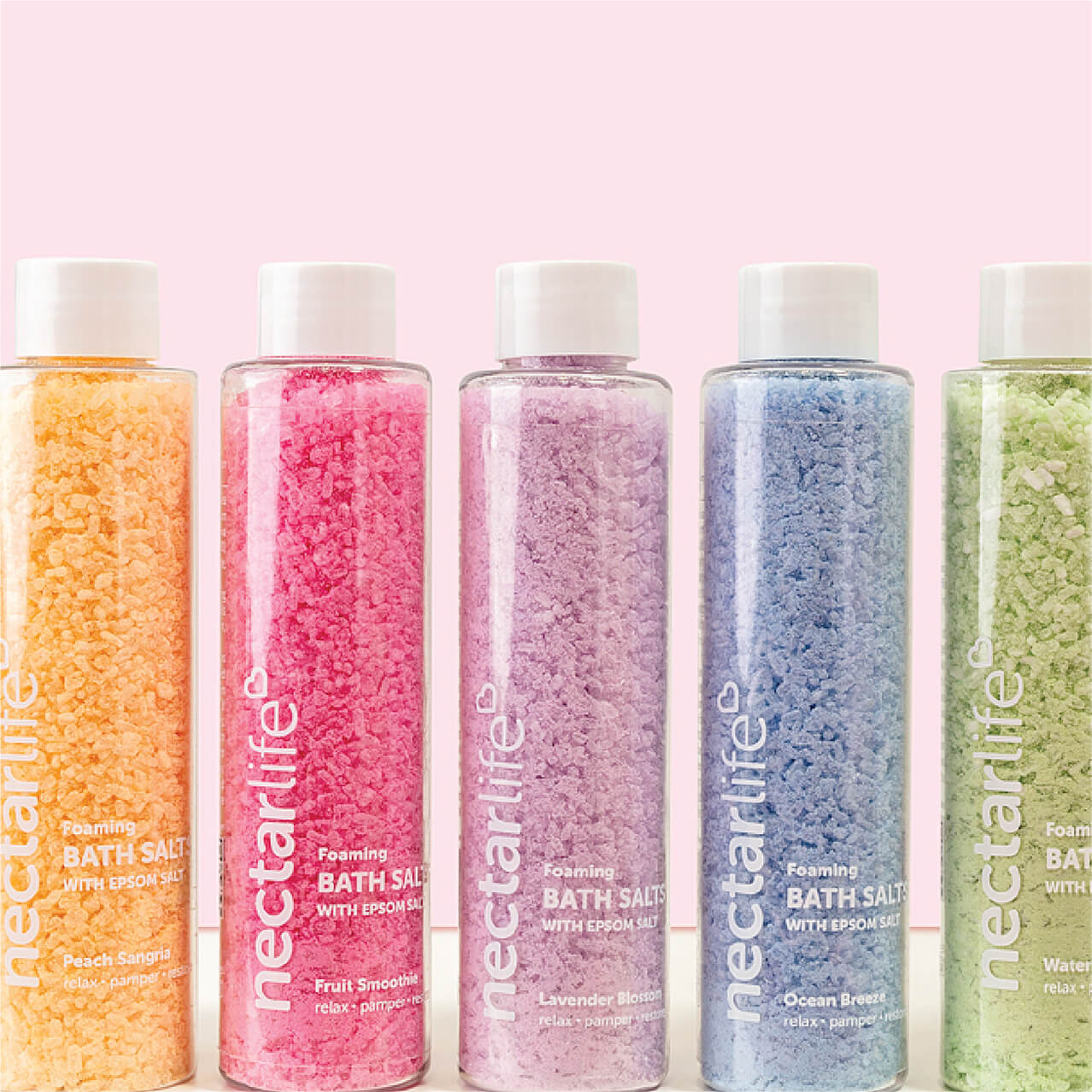Colorful bath salt bottles from Nectar Life at Universal CityWalk Hollywood.