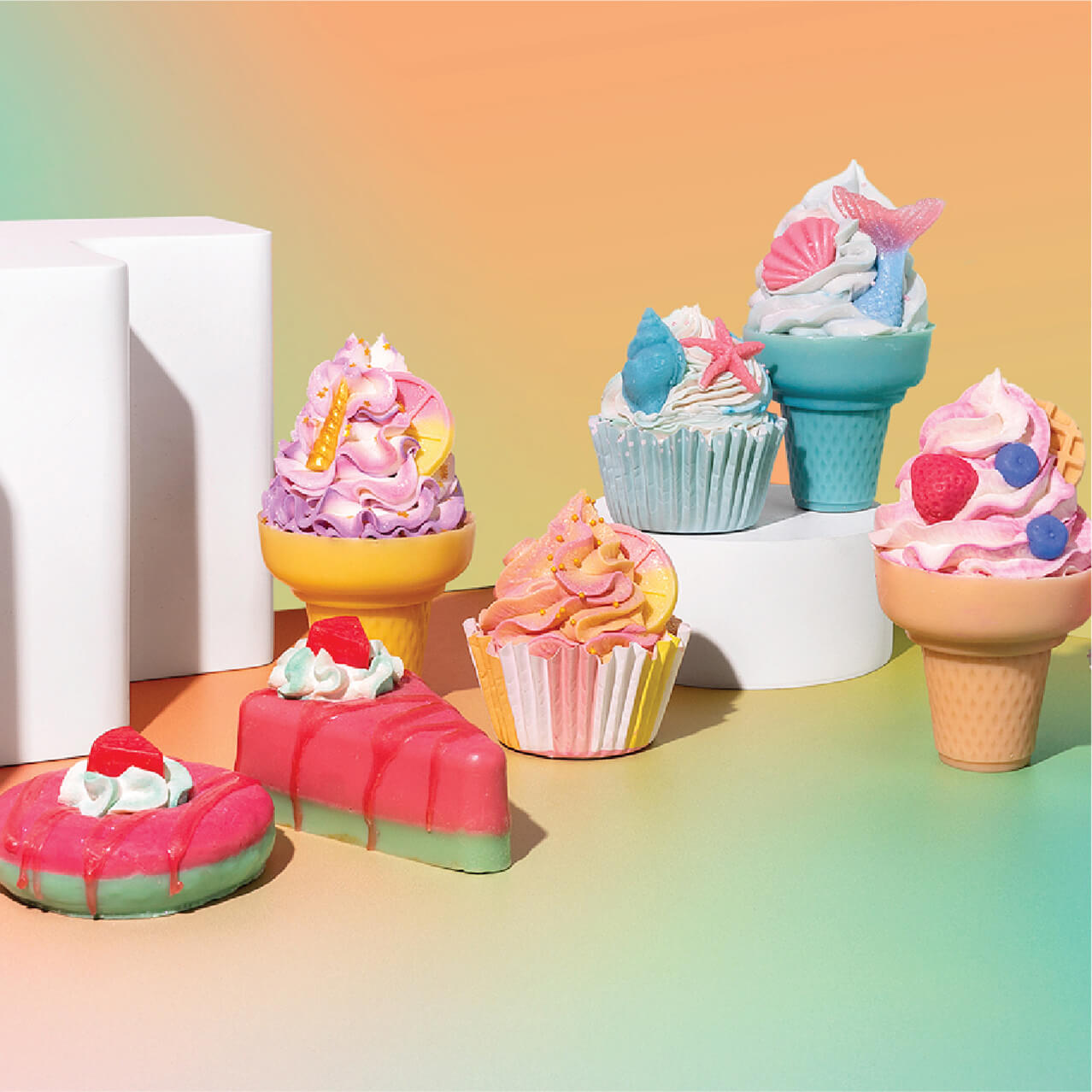 Colorful dessert shaped soaps from Nectar Life at Universal CityWalk Hollywood.