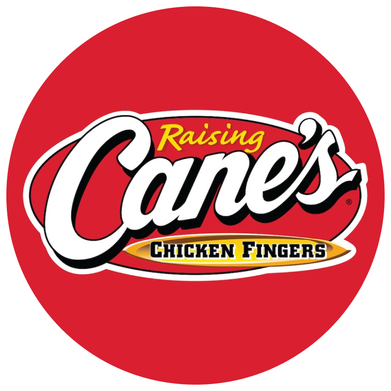 Logo for Raising Cane’s Chicken Fingers at Universal CityWalk Hollywood.
