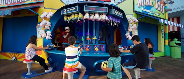 Kids playing a water gun game at Super Silly Fun Land. Kids playing a water gun game at Super Silly Fun Land.