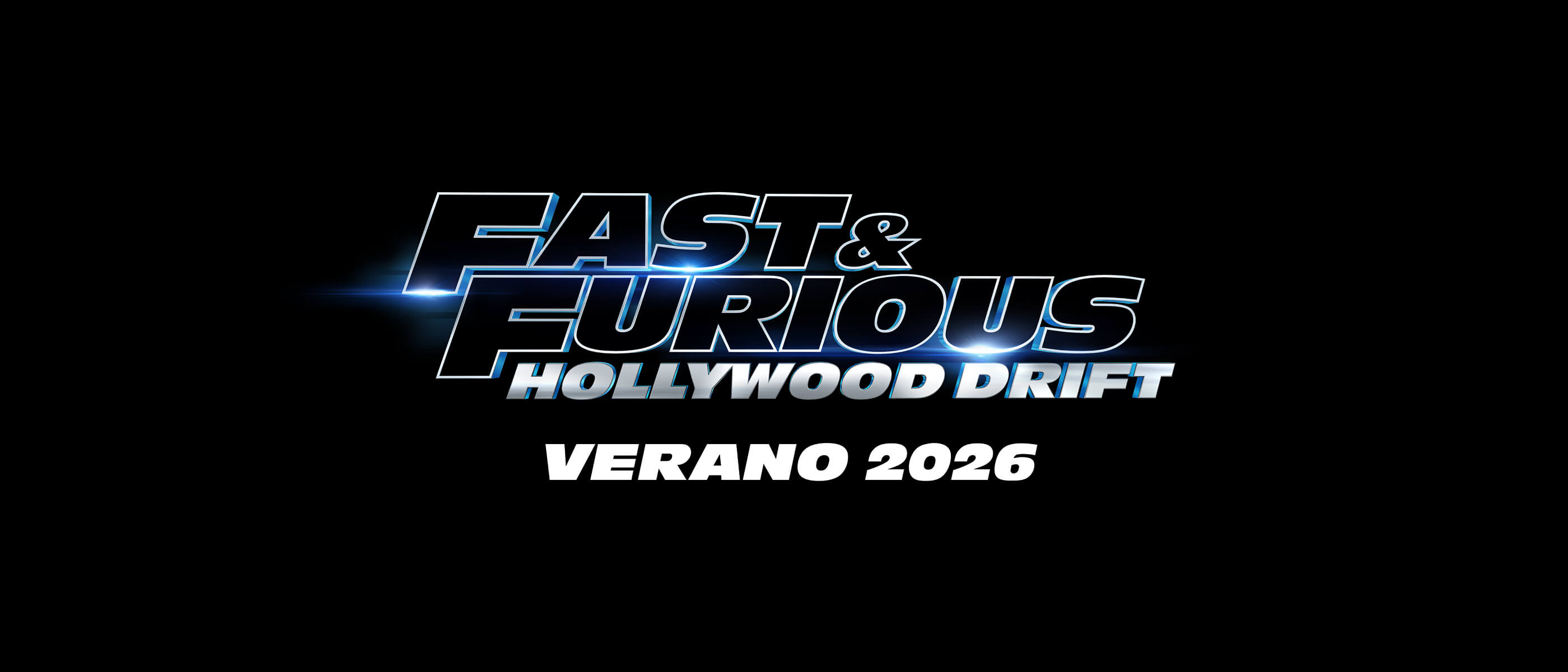 ‘Fast & Furious: Hollywood Drift’ logo with the words ‘Verano 2026’ on a black background.