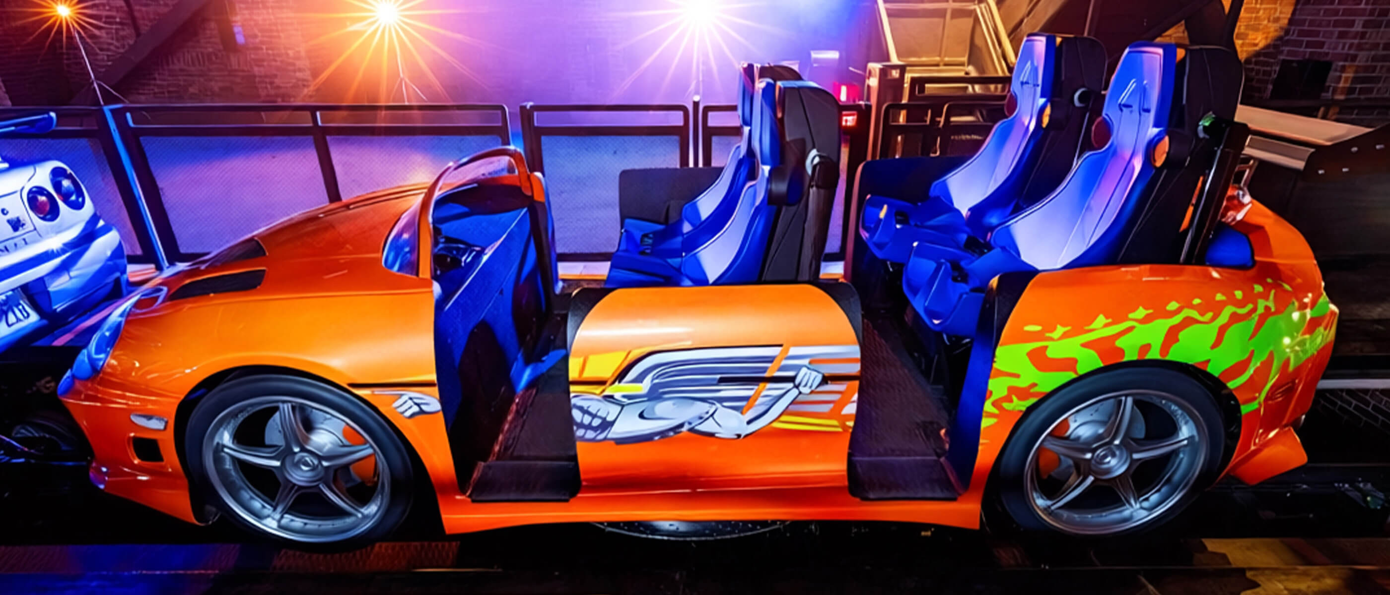 The Fast & Furious: Hollywood Drift Toyota Supra ride vehicle at Universal Studios Hollywood.