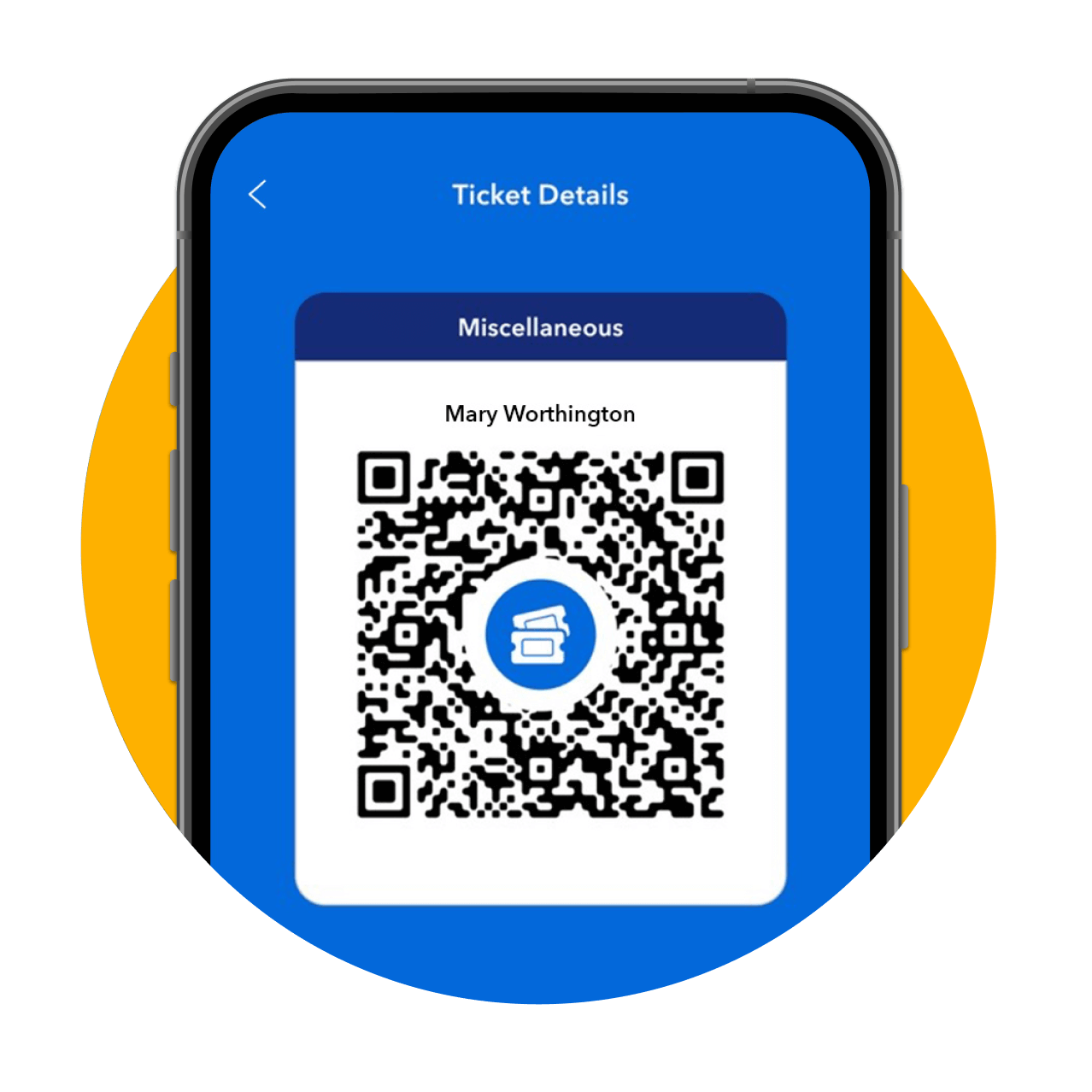A smartphone displaying a QR code for a mobile ticket within the Universal Studios Hollywood app.