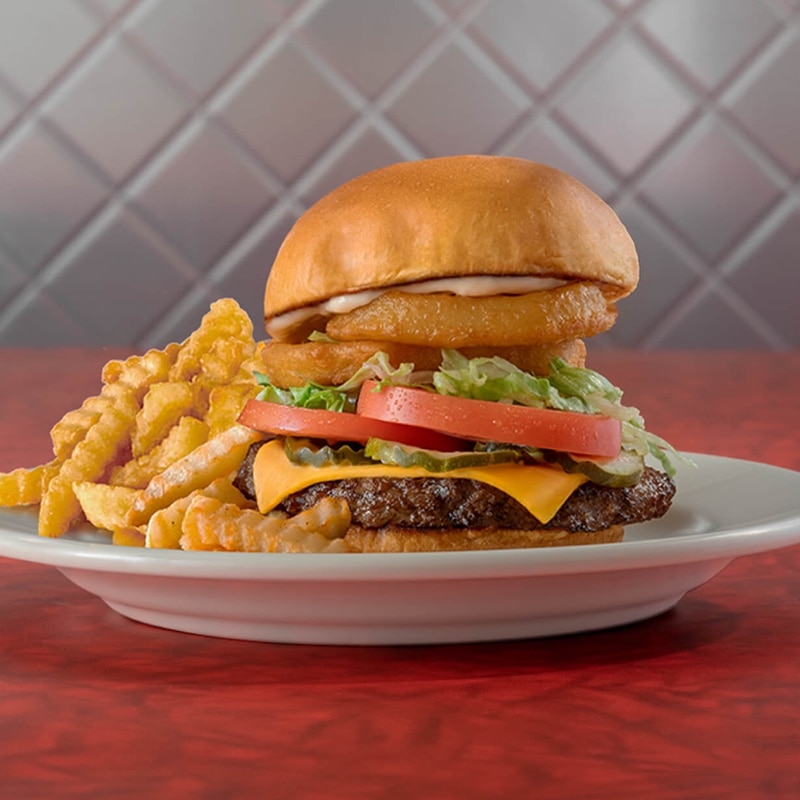 Hamburger and fries