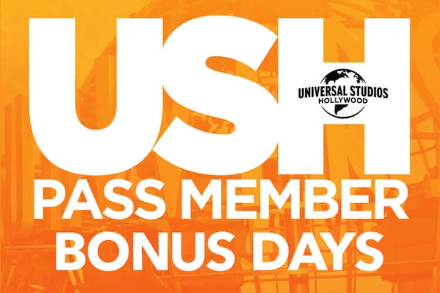 The Universal Studios Hollywood Pass Member logo with the text "PASS MEMBER BONUS DAYS" below.