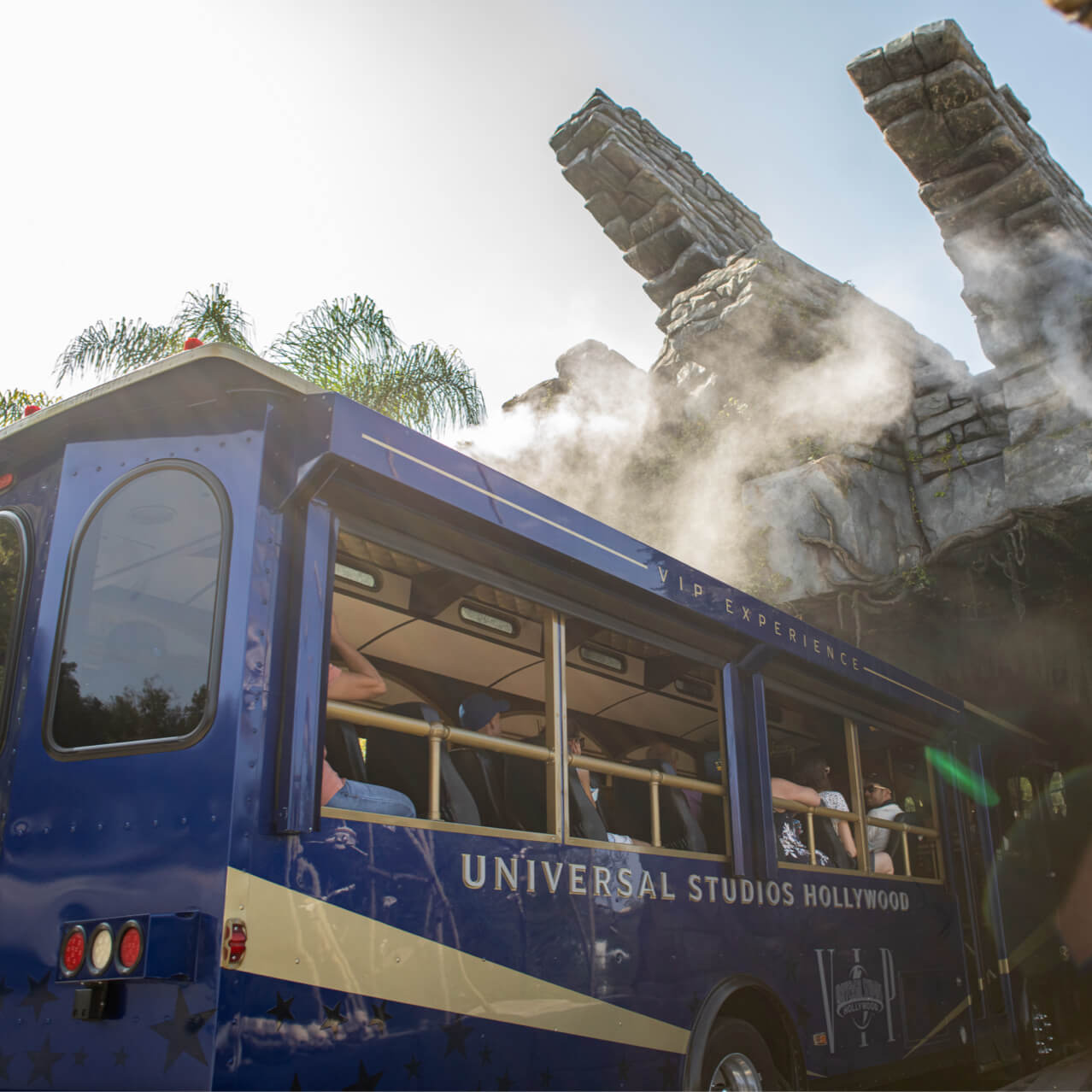 The back of the VIP tram going into the 3D Kong experience. 