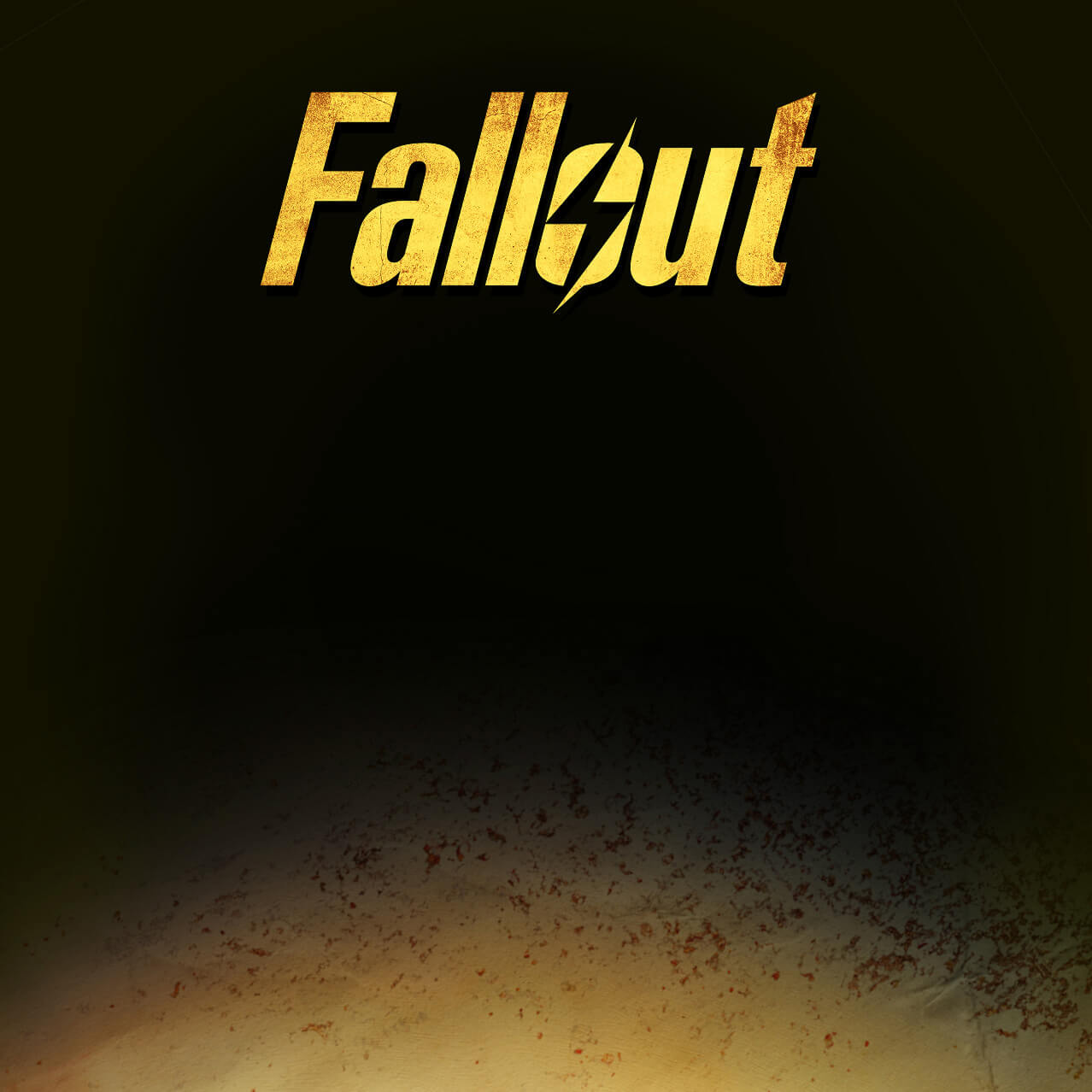 A stylized collage of characters The Ghoul, Maximus and Lucy MacLean, next to the yellow “Fallout logo, on a black background.