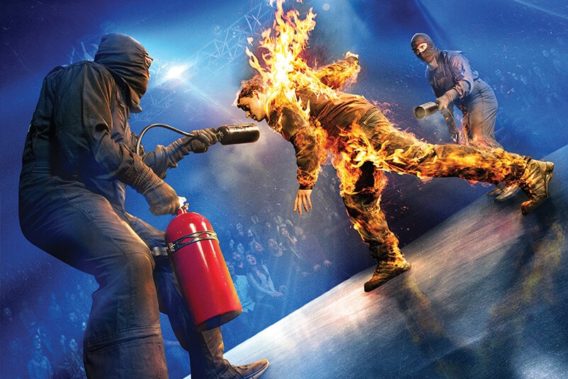 A man on fire at the Special Effects Show