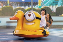 2 guests enjoy a ride on Silly Swirly Fun Ride