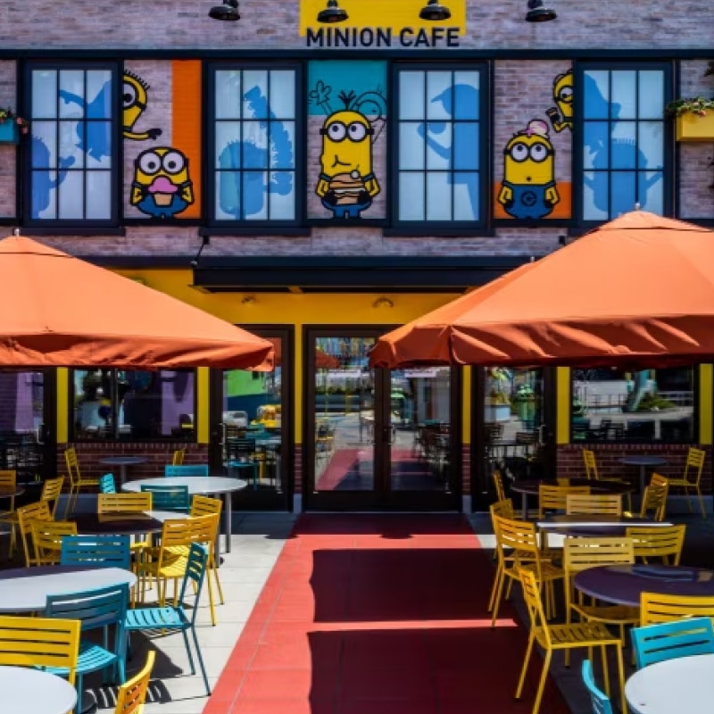 Outside tables with umbrellas at Minion Cafe