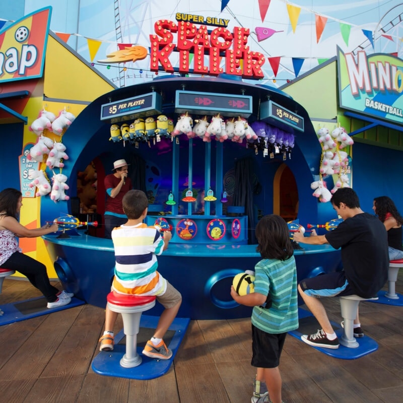 Kids play Super Silly Space Killer carnival style arcade games