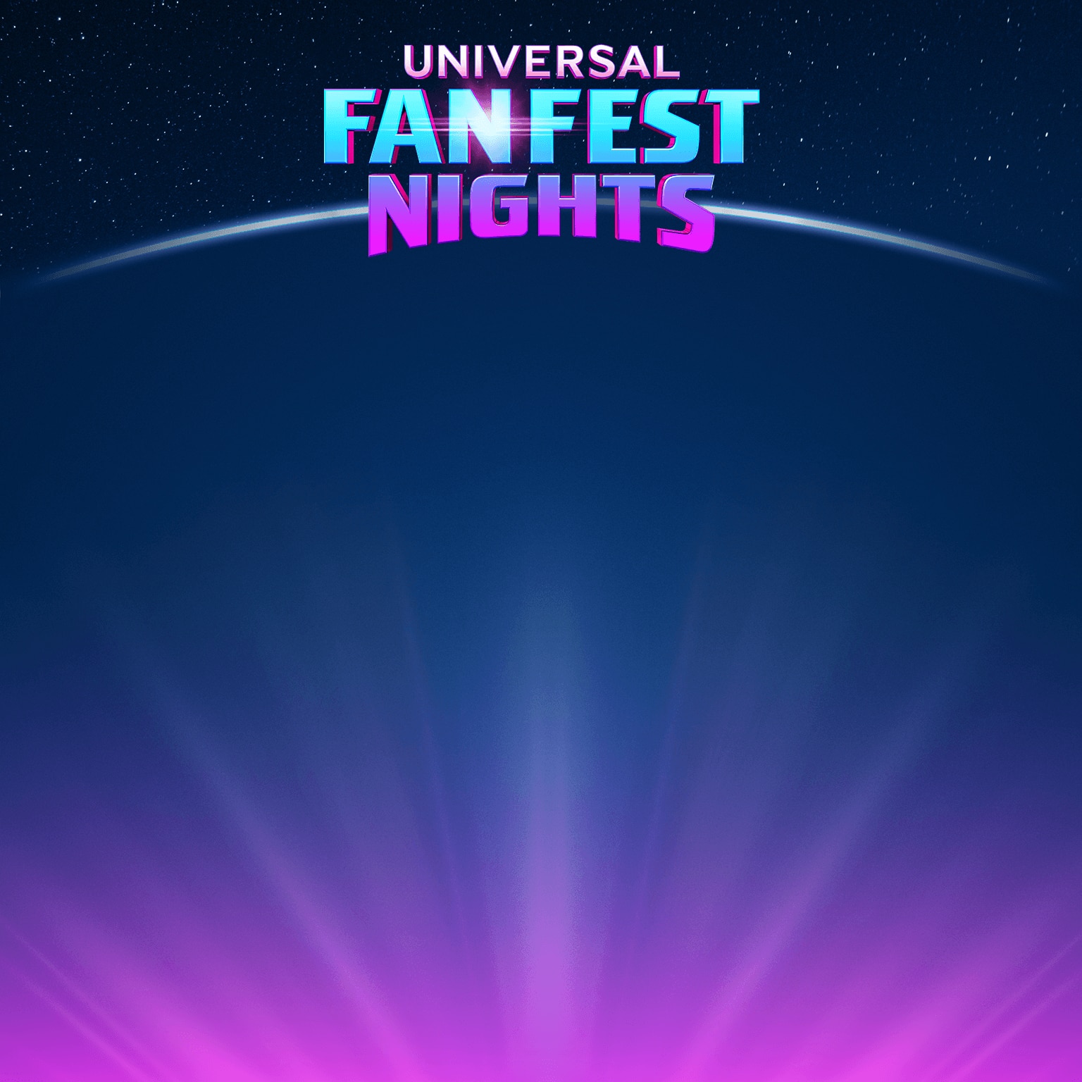 An illustration of elements from Star Trek, Back to the Future, DUNGEONS & DRAGONS, One Piece, Jujutsu Kaisen, The Wizarding World of Harry Potter™ and SUPER NINTENDO WORLD™ with the Universal Fan Fest Nights logo in the center.
