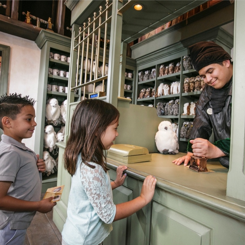 Children inside Owl Post in Hogsmeade.